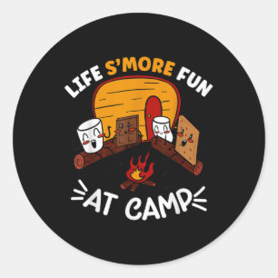 Pegatina Redonda Malvavisco Divertido Smores Camping Fuego Vida Smo