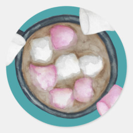 Pegatina Redonda Malvaviscos de cacao en invierno de chocolate cali