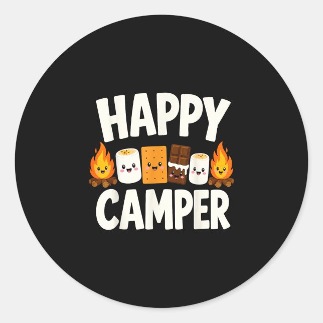 Pegatina Redonda Malvaviscos fogata camping  (Anverso)