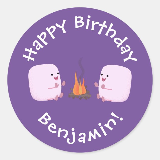 Pegatina Redonda Malvaviscos rosados por personalizado de bomberos  (Anverso)