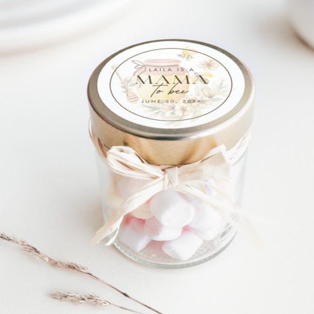 Pegatina Redonda Mamá Abejorro de Panal para Bebé Cumpleaños (Add your theme into your personalized party favors with this fun favor sticker!)