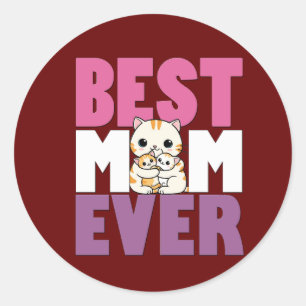 Pegatina Redonda Mamá ama el regalo del día de la madre para el mej