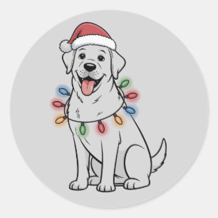 Pegatina Redonda Mamá Amante de Perros Labrador Retriever Navidad