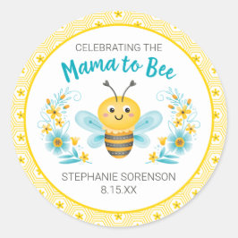 Pegatina Redonda Mamá amarilla linda para ser Baby Shower