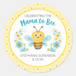 Pegatina Redonda Mamá amarilla linda para ser Baby Shower