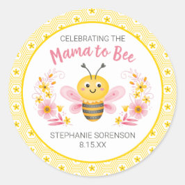 Pegatina Redonda Mamá amarilla para ser Baby Shower clásica redonda