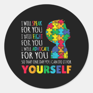 Pegatina Redonda Mamá apoya la conciencia del autismo niño autista 