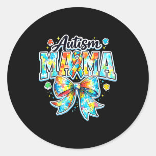 Pegatina Redonda mamá autismo lazo orgullosa mamá autismo concienci