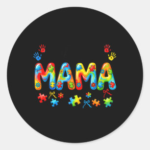 Pegatina Redonda Mamá Autismo Mamá Autismo Apoyo Conciencia del Aut