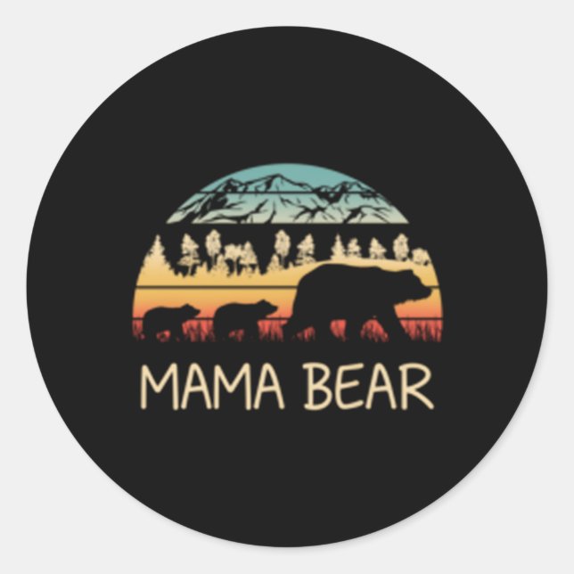 Pegatina Redonda Mama Bear Con 2 Cubos (Anverso)