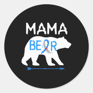 Pegatina Redonda Mama Bear Tipo 1 Sensibilización sobre la diabetes