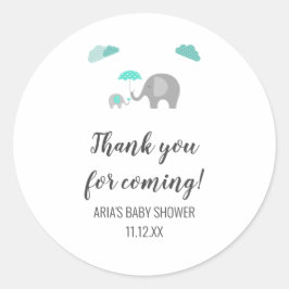 Pegatina Redonda Mamá bebé elefante con nubes a favor de Baby Showe