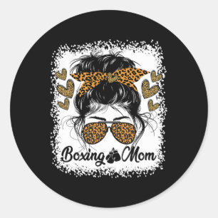 Pegatina Redonda Mamá boxeadora Boxeo Mma Muay Thai Mamá deportiva