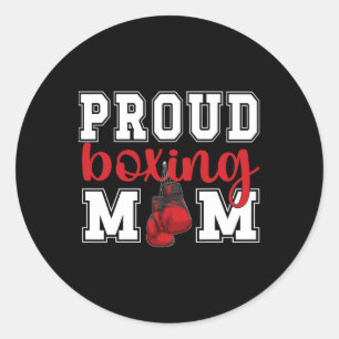 Pegatina Redonda Mamá boxeadora orgullosa Madre boxeadora Mamá boxe