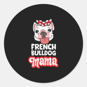 Pegatina Redonda Mamá bulldog Bulldog francés Mamá