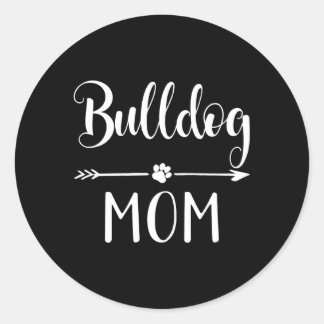 Pegatina Redonda Mamá Bulldog franco-inglesa norteamericana
