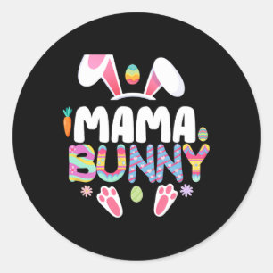 Pegatina Redonda Mama Bunny Family Matando Mujeres Conejitas De Pas
