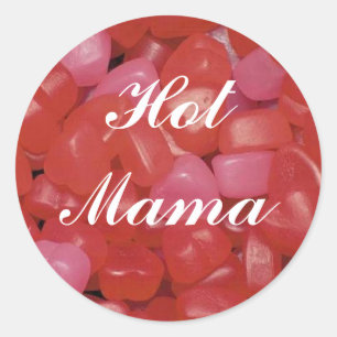 Pegatina Redonda Mamá caliente Sticker del corazón gomoso