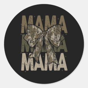 Pegatina Redonda Mama Camo Coquette Bow Cazando A Mamá
