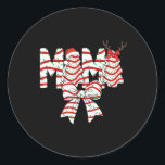 Pegatina Redonda Mama Christmas Tree Cake Pattern Coquette Bow Xmas<br><div class="desc">Mama Christmas Tree Cake Pattern Coquette Bow Xmas</div>