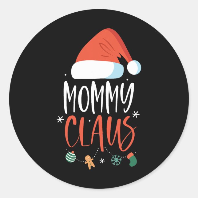 Pegatina Redonda Mamá Claus Navidades familiares divertidos Parejas (Anverso)