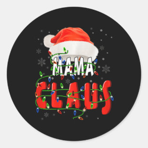 Pegatina Redonda Mama Claus Navidades Pajama Family Matando Navidad