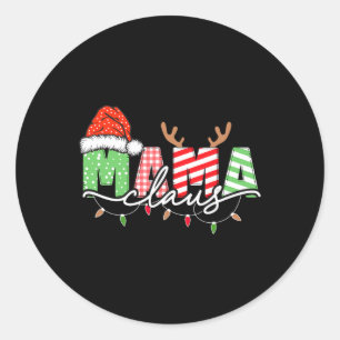 Pegatina Redonda Mama Claus Xmas Navidades enciende la alfombra de 