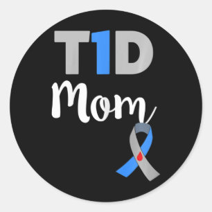 Pegatina Redonda Mamá con diabetes tipo 1 - Mamá con T1D