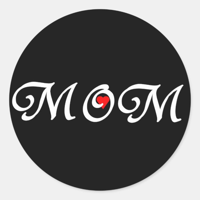 Pegatina Redonda Mamá con el corazón rojo (Anverso)