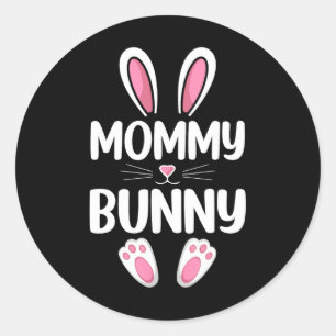 Pegatina Redonda Mamá Conejo Familia Matanza Día de Pascua