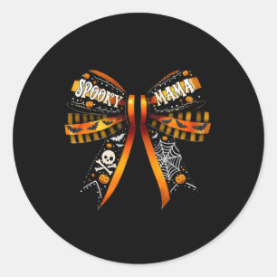 Pegatina Redonda Mama Coquette Bow Calabaza Cute Halloween Mujeres
