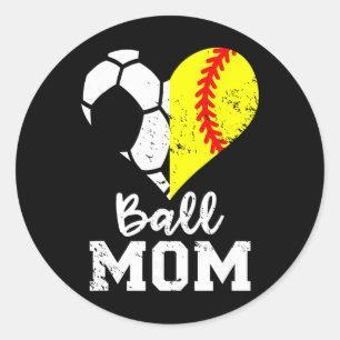Pegatina Redonda Mamá corazón divertido suave fútbol mamá