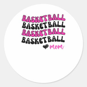 Pegatina Redonda Mamá de baloncesto rosa Bball Mamá Bball Mamá Balo