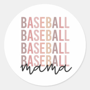 Pegatina Redonda Mama De Béisbol   Regalos de madres de béisbol