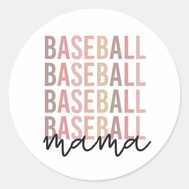 Pegatina Redonda Mama De Béisbol | Regalos de madres de béisbol (Anverso)