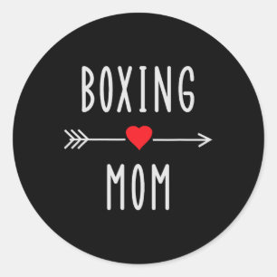 Pegatina Redonda Mamá de boxeo divertida boxeo femenino Mma Muay Th