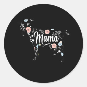 Pegatina Redonda Mamá de cabra floral ama amante abuela más