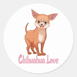 Pegatina Redonda Mamá de Chihuahua Adorable Rescate de Perro Hola A