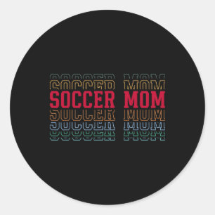 Pegatina Redonda Mamá de fútbol divertido texto en capas Madre Mamá