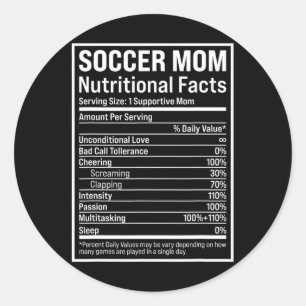 Pegatina Redonda Mamá De Fútbol Ll Mamá Hechos Nutricionales Madres