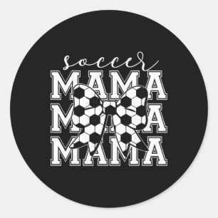 Pegatina Redonda Mamá de fútbol Retro Groovy Fútbol Softll Mamá
