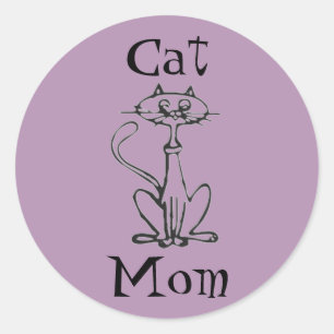 Pegatina Redonda Mamá de gato