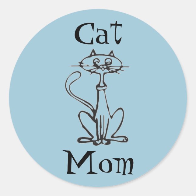 Pegatina Redonda Mamá de gato (Anverso)