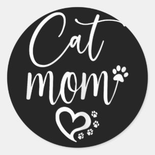 Pegatina Redonda Mamá de gato