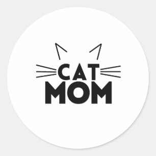 Pegatina Redonda Mamá de gato