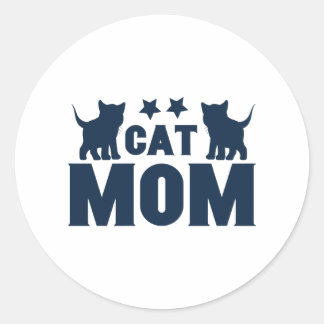 Pegatina Redonda Mamá de gato