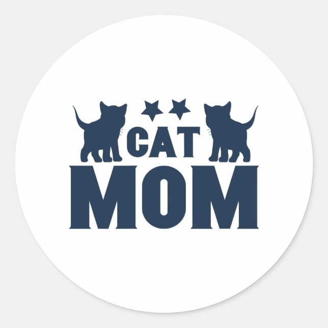 Pegatina Redonda Mamá de gato (Anverso)