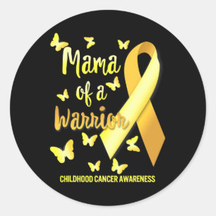 Pegatina Redonda Mamá de Guerrero Conciencia del Cáncer Infantil Do