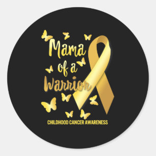 Pegatina Redonda Mamá de Guerrero Conciencia del Cáncer Infantil Or