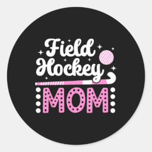Pegatina Redonda Mamá de Hockey sobre Césped Mamá de Jugadora de Ho